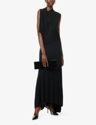 Victoria Beckham Womens Black Draped Sleeveless Woven Maxi Dress In Black
