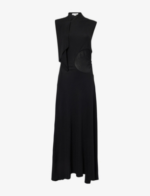 Victoria Beckham Womens Black Draped Sleeveless Woven Maxi Dress In Black