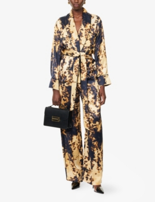 VICTORIA BECKHAM: Abstract-Print Wide-Leg Woven Trousers