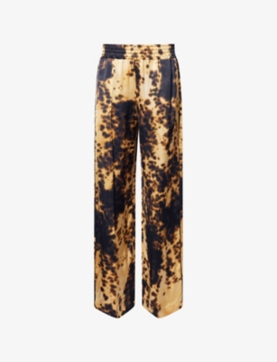 VICTORIA BECKHAM: Abstract-Print Wide-Leg Woven Trousers