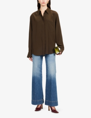 VICTORIA BECKHAM: Rouleaux-Trim Silk Blouse