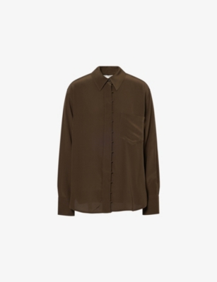 VICTORIA BECKHAM: Rouleaux-Trim Silk Blouse