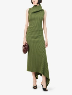 VICTORIA BECKHAM: Ribbed Sleeveless Wool-Blend Midi Dress