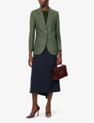 Victoria Beckham Womens Oregano Notch-lapels Slim-fit Stretch-woven Blazer In Multi