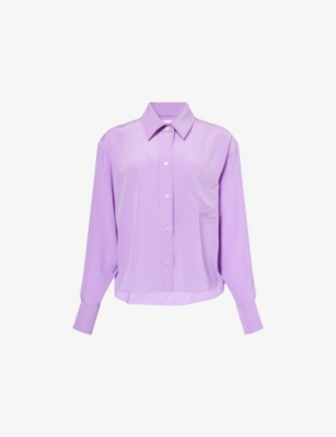 VICTORIA BECKHAM: Cropped Long-Sleeves Silk Shirt