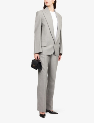 Victoria Beckham Womens Light Grey Melange Sculptural Single-breasted Wool Blazer In Gray