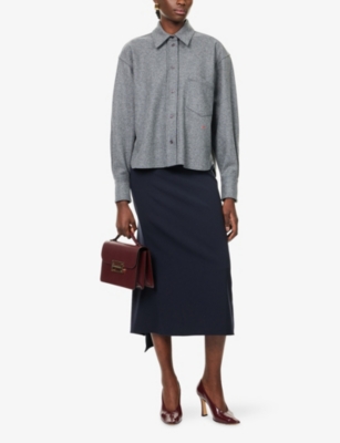 VICTORIA BECKHAM: Cropped Long-Sleeves Wool And Cashmere Shirt