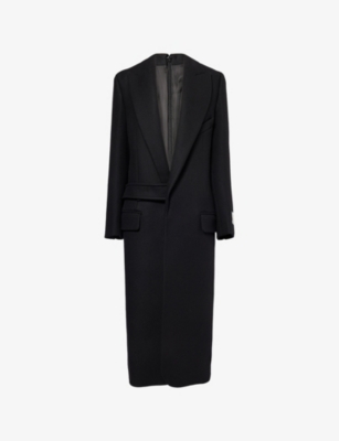 Victoria Beckham Womens Black Tailored Double-belted Wool-blend Coat In Black