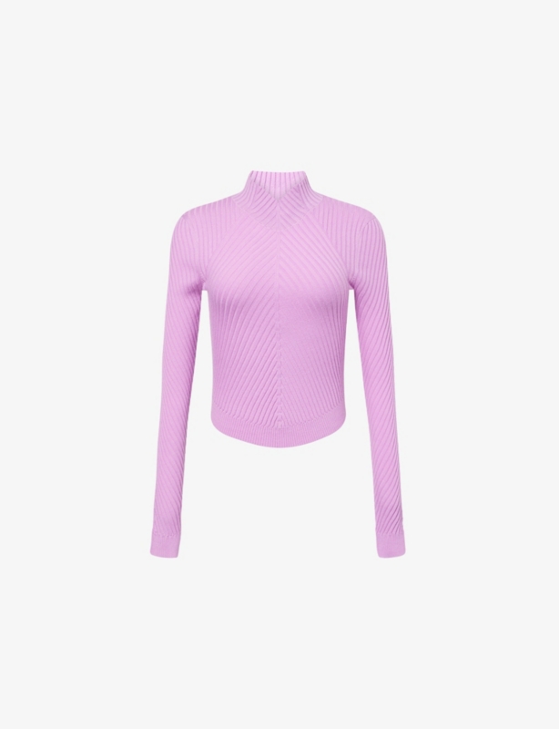 Ribbed High-Neck Wool Jumper