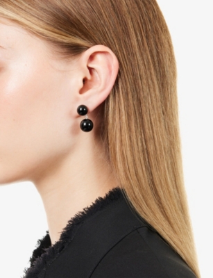 Lie Studio Womens Black Onyx Hannah 18ct Yellow Gold-plated 925 Sterling-silver And Carnelian Stone Earrings In Black