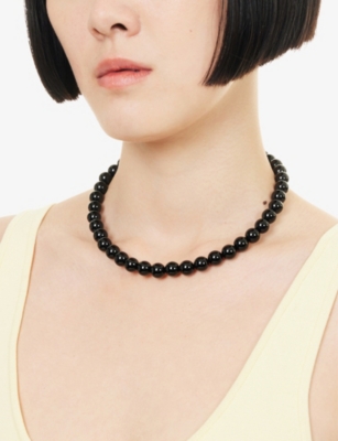 Lie Studio Womens Black Onyx The Mary 925 Sterling-silver And Carnelian Stone Necklace In Black