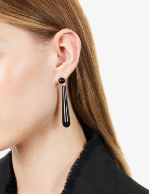 Lie Studio Womens Black Onyx The Louise 925 Sterling-silver And Carnelian Stone Drop Earrings In Black