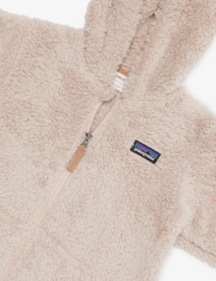 Patagonia Shroom Taupe Furry Friends Logo-patch Fleece Hoody 6 Months-4 In Neutral