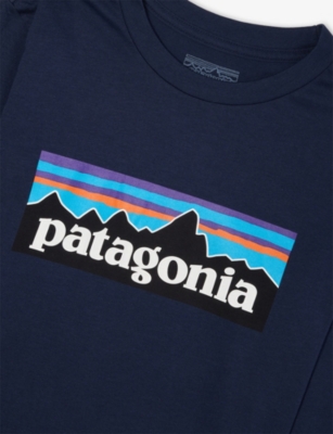 Patagonia New Navy Logo-print Long-sleeve Cotton-jersey T-shirt Xs-xxl Xxl In Blue