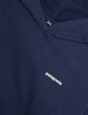 Patagonia P-6 Logo: New Navy Brand-print Relaxed-fit Cotton-blend Hoodie 5-18 Years Xxl In Blue