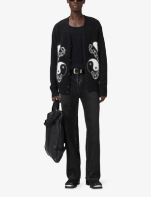 Allsaints Wool-blend Reflections Cardigan In Black