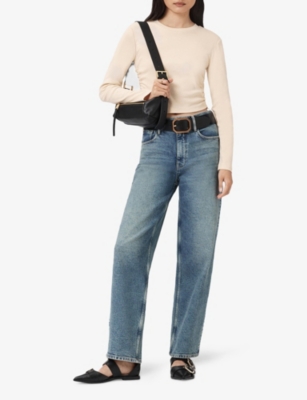 Allsaints Womens Tofu White Sonny Crewneck Long-sleeve Cotton T-shirt In Neutral