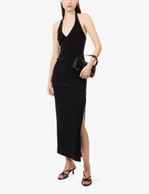 Bec & Bridge Womens Black Ariven Halterneck Stretch-woven Maxi Dress In Black