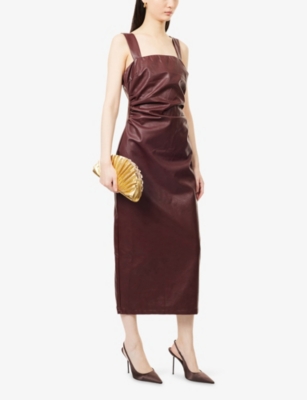 PRETTY LAVISH: Libbi Shoulder-Straps Faux-Leather Maxi Dress