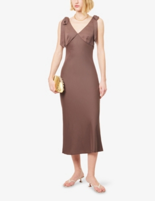 PRETTY LAVISH: Piper Tie-Strap Satin Midi Dress