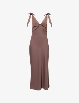 PRETTY LAVISH: Piper Tie-Strap Satin Midi Dress