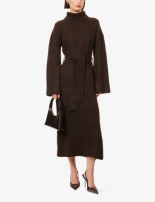 PRETTY LAVISH: Wrenley Turtleneck Split-Hem Knitted Midi Dress