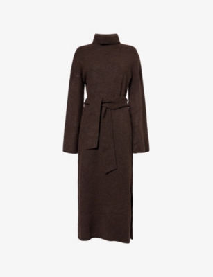 PRETTY LAVISH: Wrenley Turtleneck Split-Hem Knitted Midi Dress