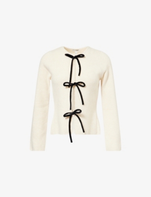 PRETTY LAVISH: Sophia Velvet Bow-Tie Knitted Top