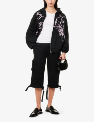 Niihai Womens Grey  Utility Track Capris In Black