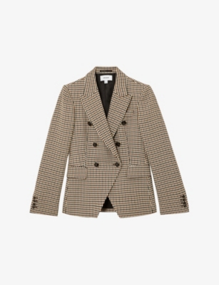 Reiss Womens  Hartley Double-breasted Wool-blend Blazer In Neutral