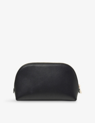 Aspinal Of London Classic Small Saffiano-leather Cosmetic Case Black In Black