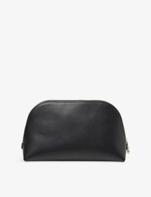Aspinal Of London Classic Large Saffiano-leather Cosmetic Case Black In Black