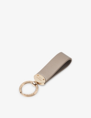 Aspinal Of London Womens Oval Loop Leather Keyring Taupe In Brown