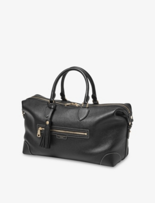 Aspinal Of London Mens Husdon Leather Flight Bag Black In Black