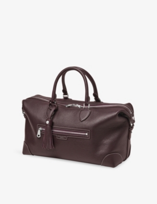Aspinal Of London Mens Husdon Leather Flight Bag Wine In Burgundy