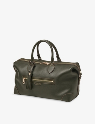 Aspinal Of London Mens Husdon Leather Flight Bag Green In Green