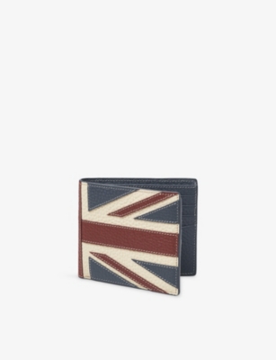 Aspinal Of London Mens Brit Union Jack Billfold Leather Wallet In Multi