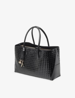 Aspinal Of London Womens London Woven Leather Tote Bag Black In Black