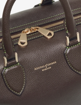 Aspinal Of London Womens Hudson Leather Bowling Bag Darkbrown In Brown