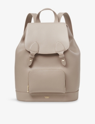 Aspinal Of London Womens Taupe Branded Leather Backpack In Brown