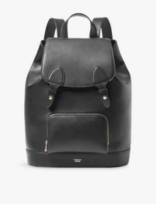 Aspinal Of London Womens Black Branded Leather Backpack In Black