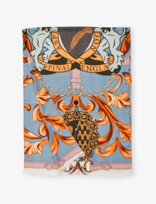 Aspinal Of London Womens Orange Large Merino-silk Blend Scarf In Multi