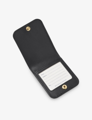 Aspinal Of London Travel Leather Luggage Tag Black In Black