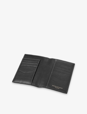 Aspinal Of London Black Hudson Leather Passport Cover In Black