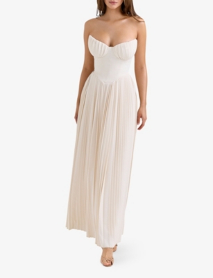 HOUSE OF CB: Marcella Pleated Georgette Maxi Dress