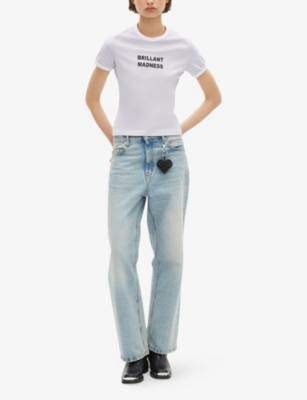 The Kooples Womens Light Purple Slogan-print Cotton-jersey T-shirt Xs In White