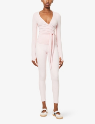 Sisterly Tribe Womens Ballet Slipper Soft Ballet Wrap Modal-jersey Top In Pink
