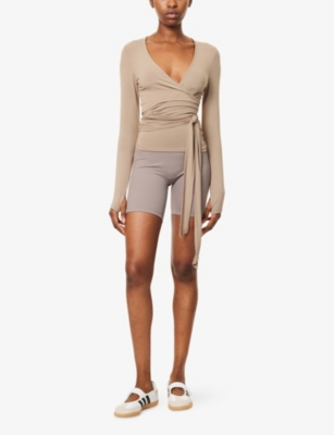 Sisterly Tribe Womens Clay Soft Ballet Wrap Modal-jersey Top In Brown