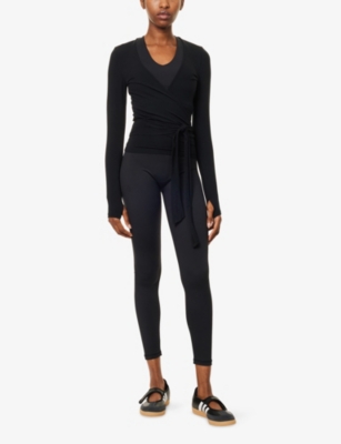 Sisterly Tribe Womens Black Soft Ballet Wrap Modal-jersey Top Xl In Black
