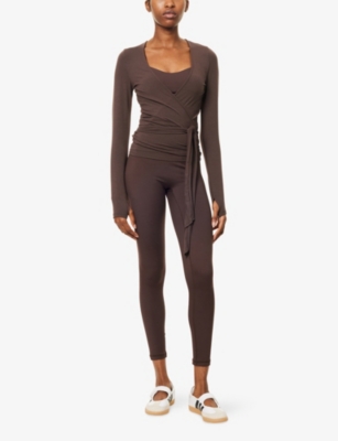 Sisterly Tribe Womens Espresso Soft Ballet Wrap Modal-jersey Top In Brown